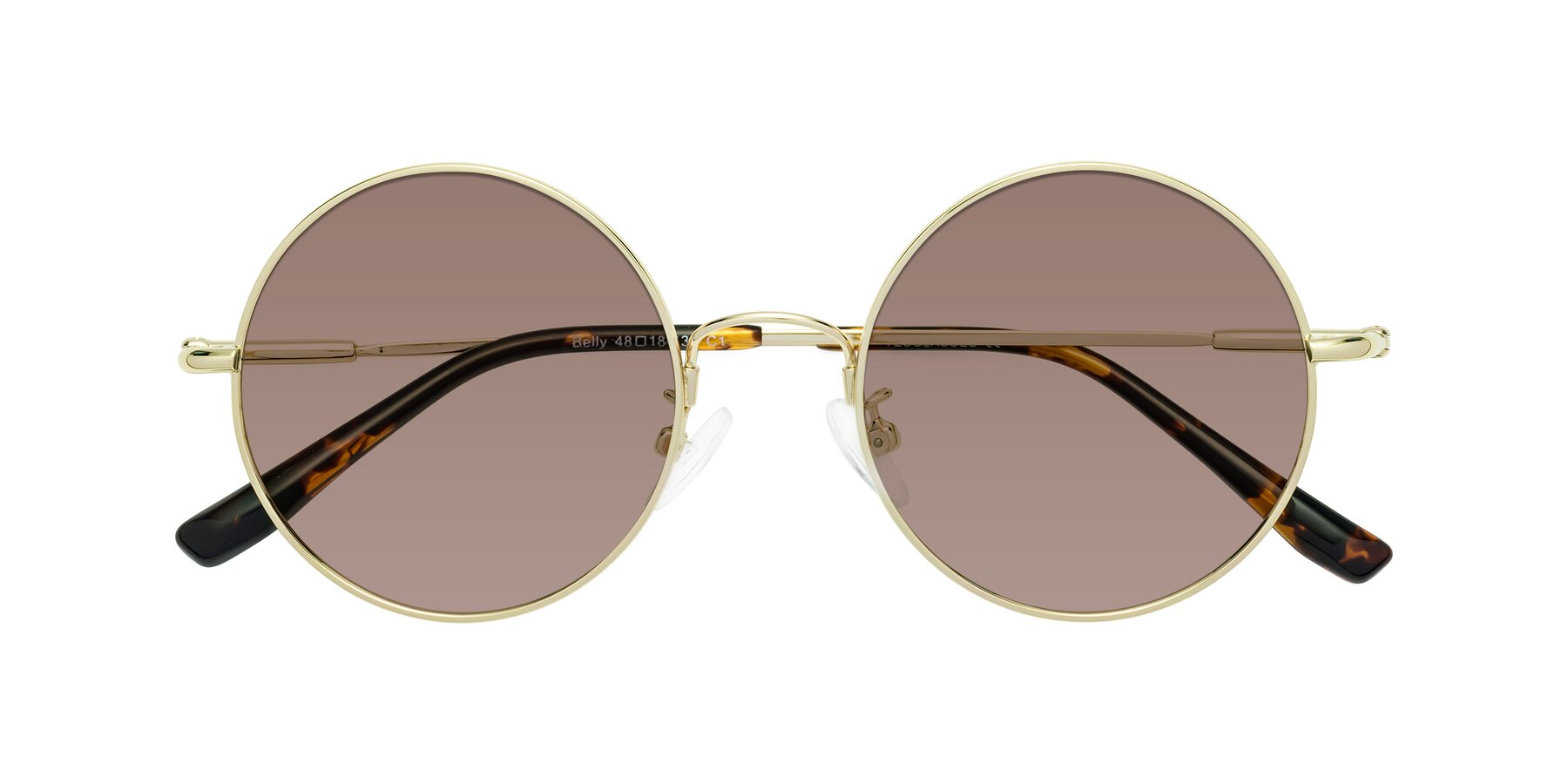 Folded Front of Belly in Gold with Medium Brown Tinted Lenses