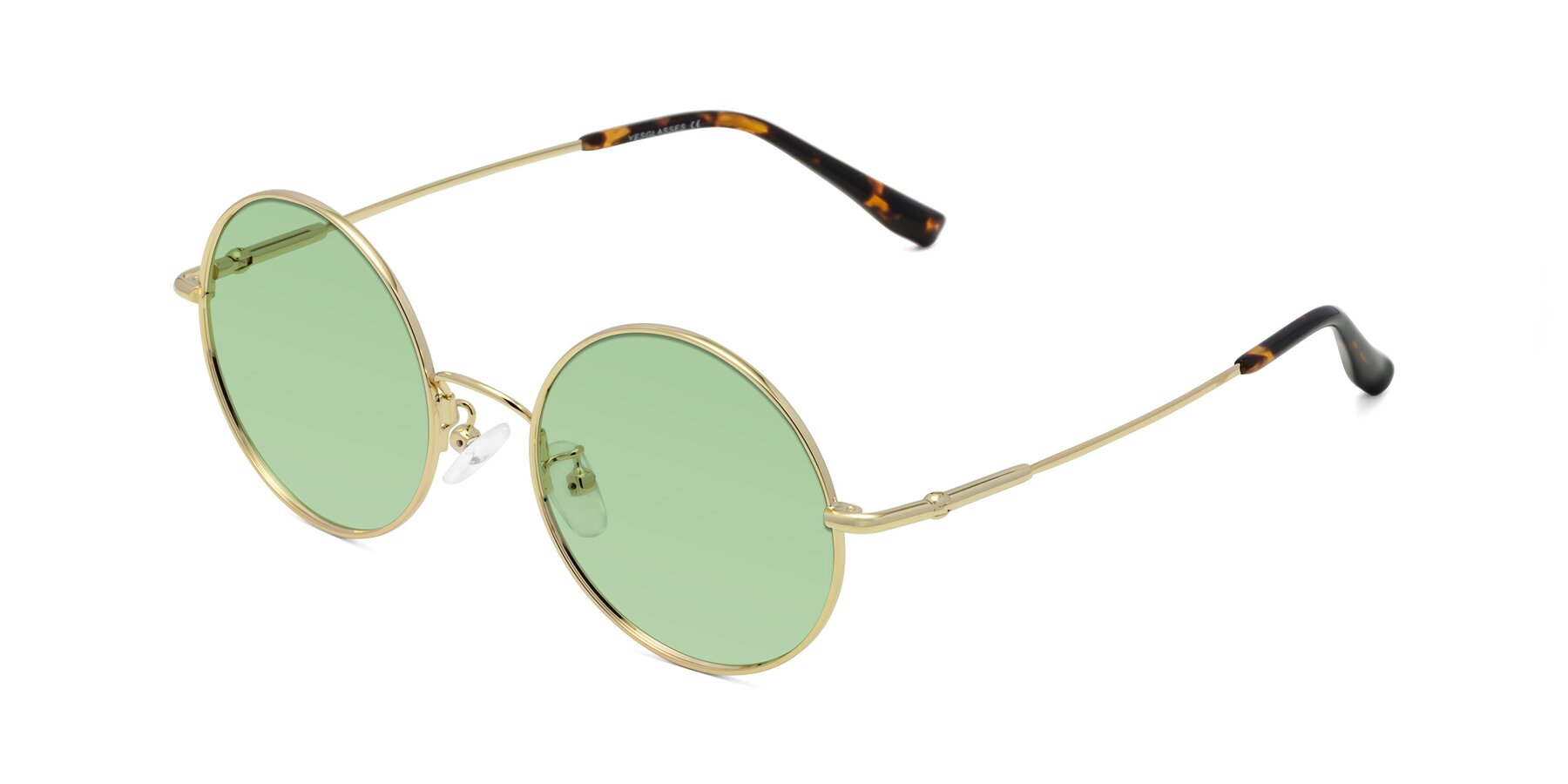 Angle of Belly in Gold with Medium Green Tinted Lenses