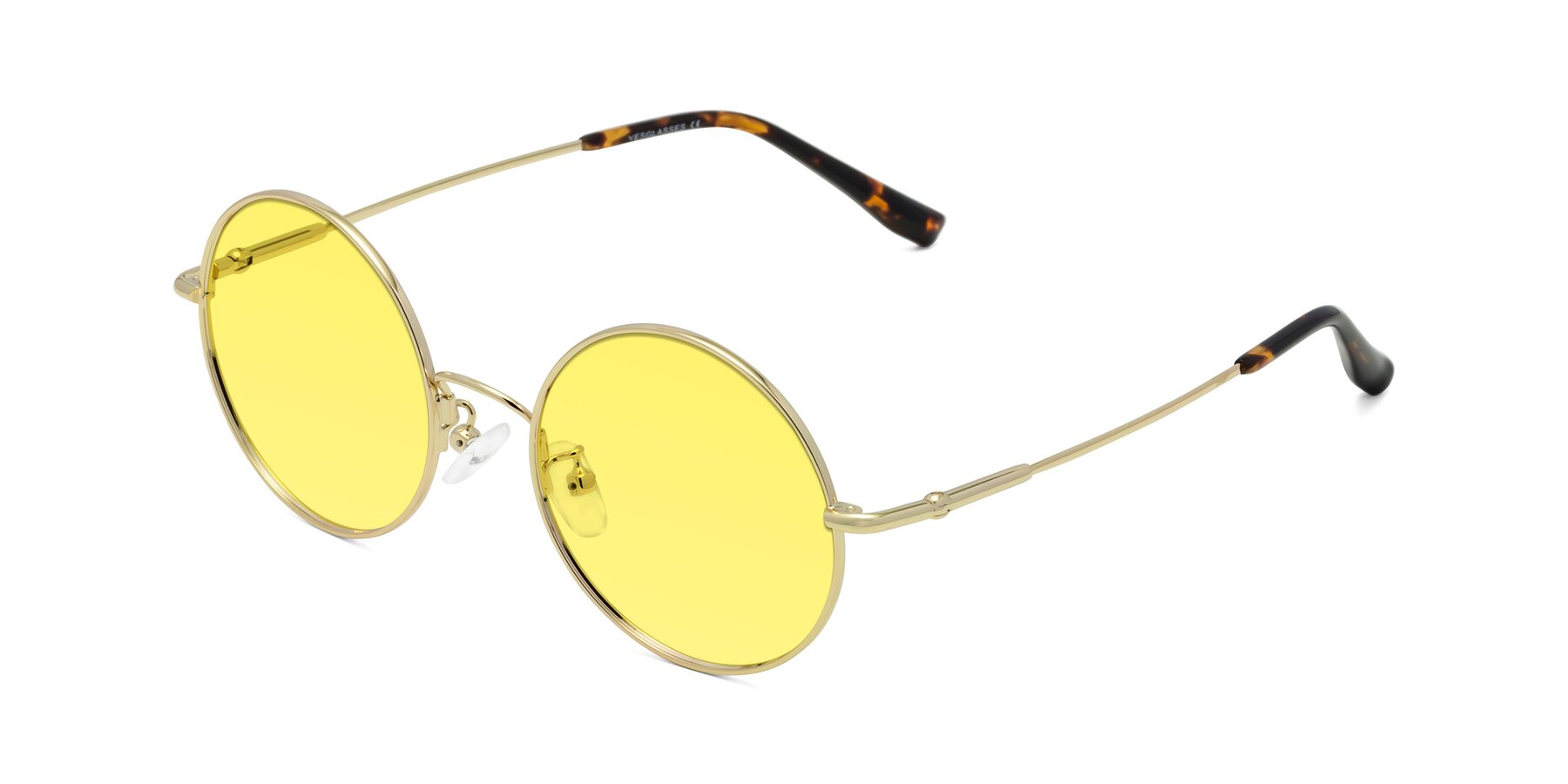 Angle of Belly in Gold with Medium Yellow Tinted Lenses