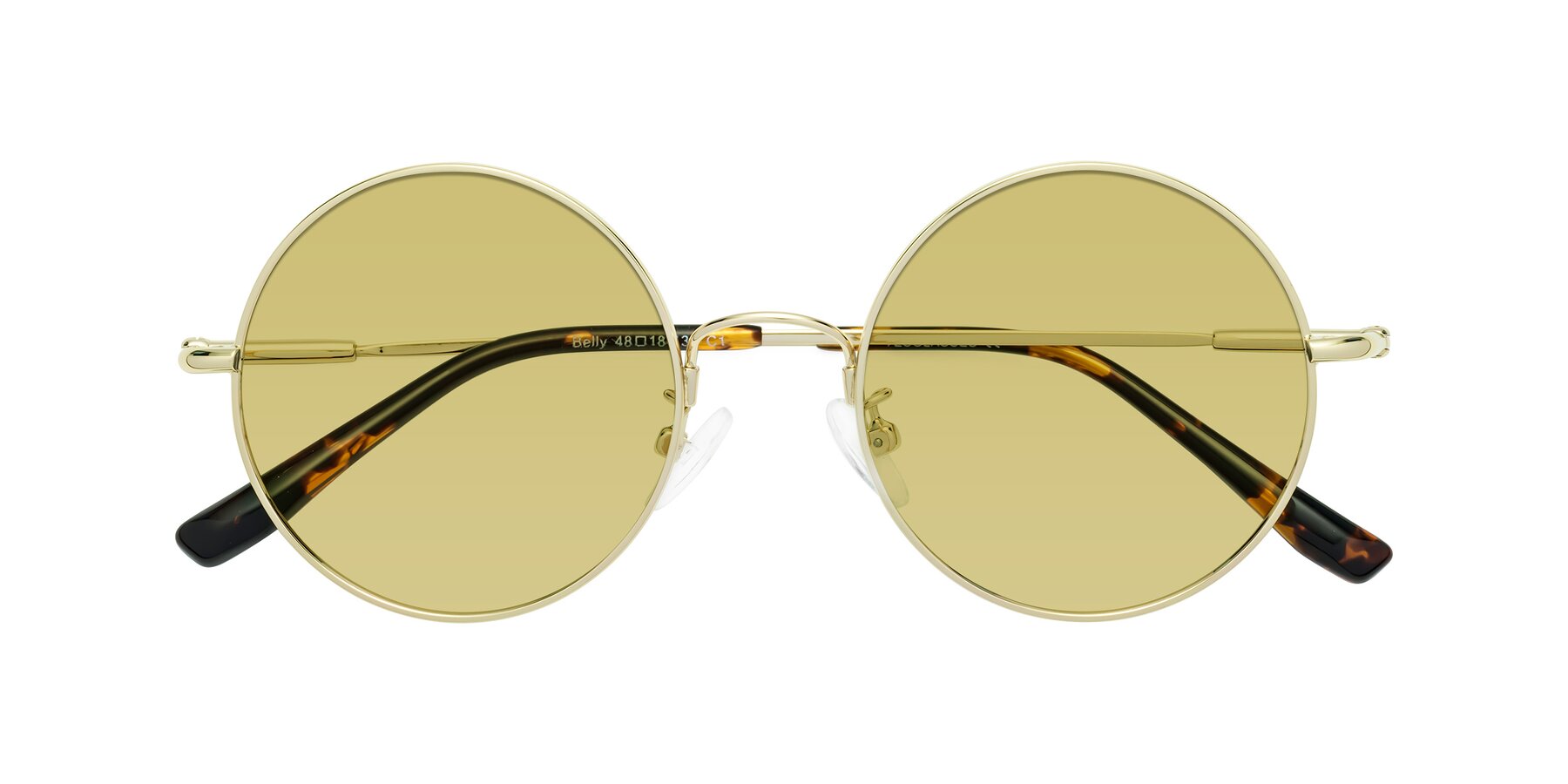 Folded Front of Belly in Gold with Medium Champagne Tinted Lenses