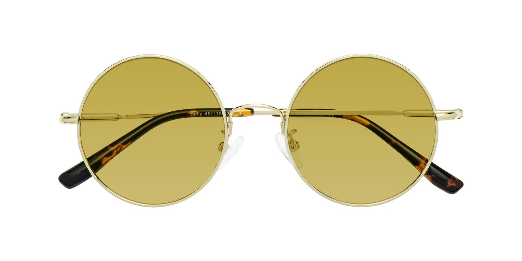 Folded Front of Belly in Gold with Champagne Tinted Lenses
