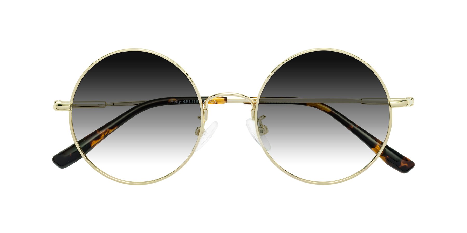 Folded Front of Belly in Gold with Gray Gradient Lenses