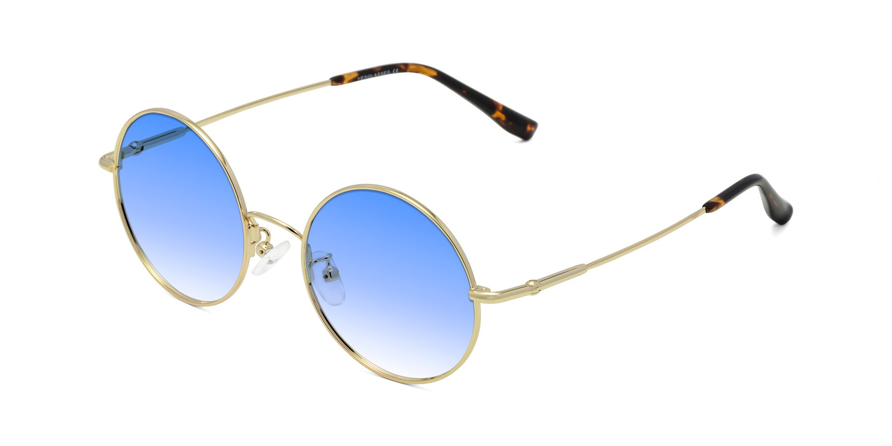 Angle of Belly in Gold with Blue Gradient Lenses
