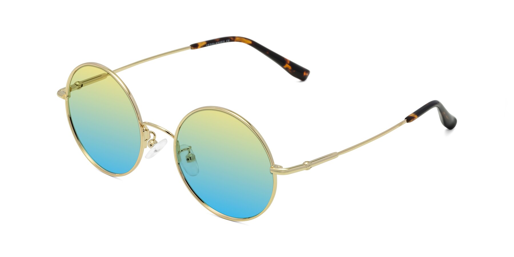 Angle of Belly in Gold with Yellow / Blue Gradient Lenses