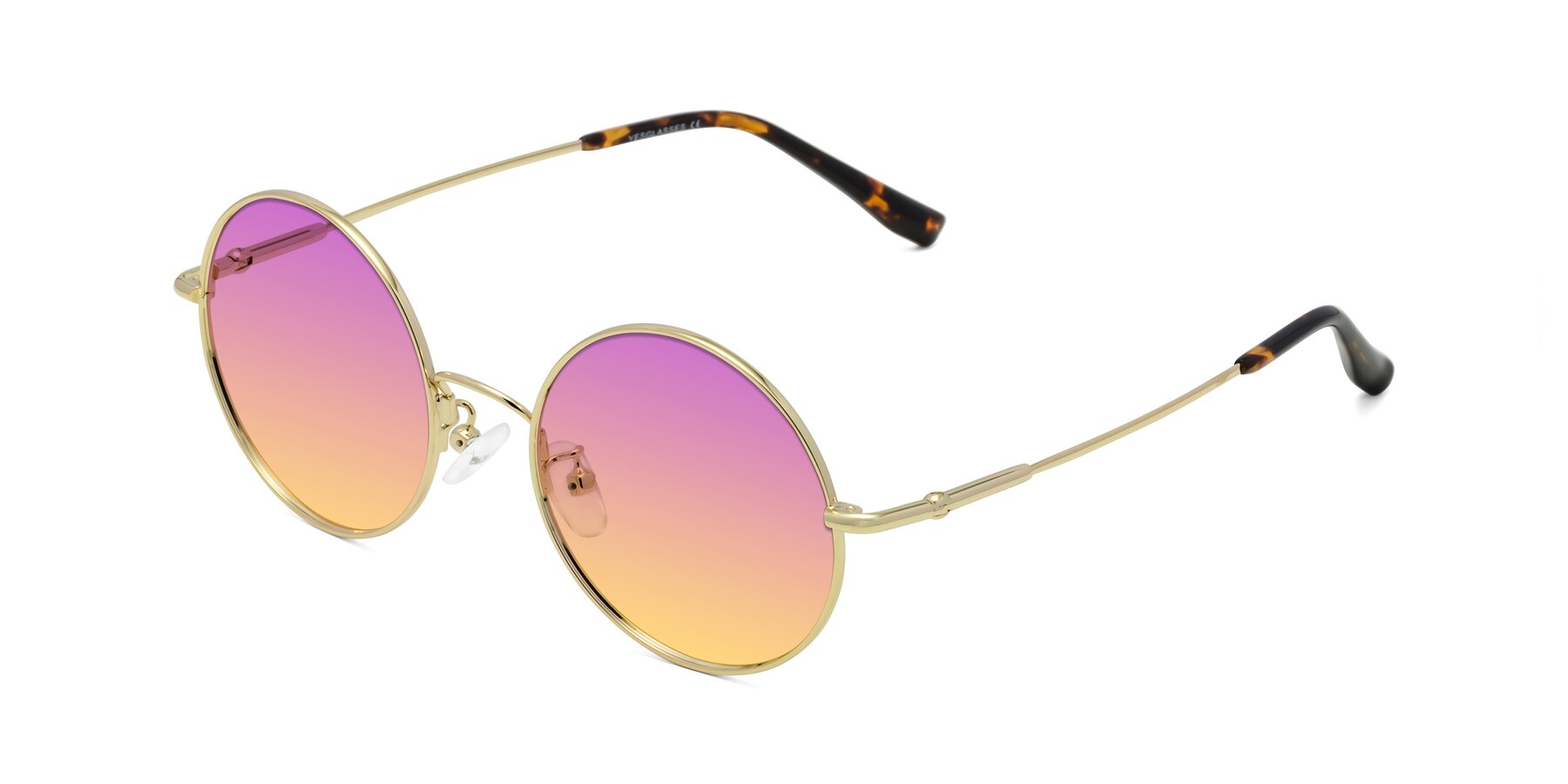 Angle of Belly in Gold with Purple / Yellow Gradient Lenses