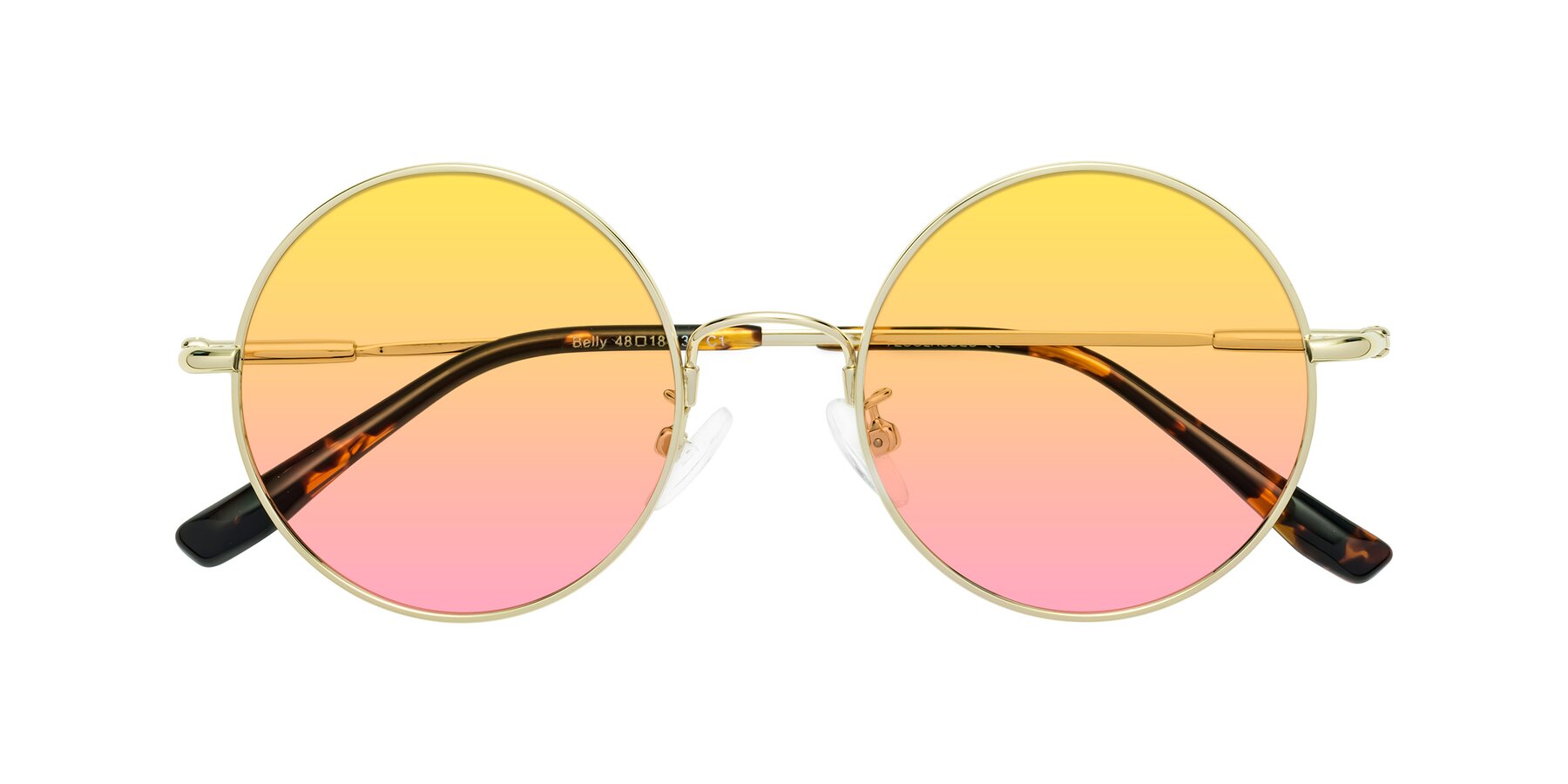 Folded Front of Belly in Gold with Yellow / Pink Gradient Lenses