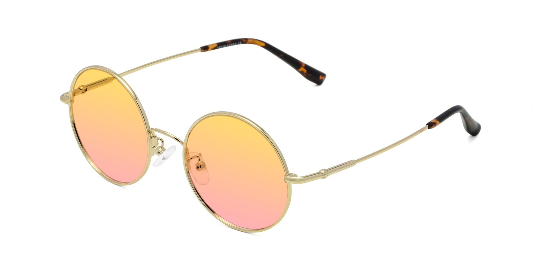 Angle of Belly in Gold with Yellow / Pink Gradient Lenses