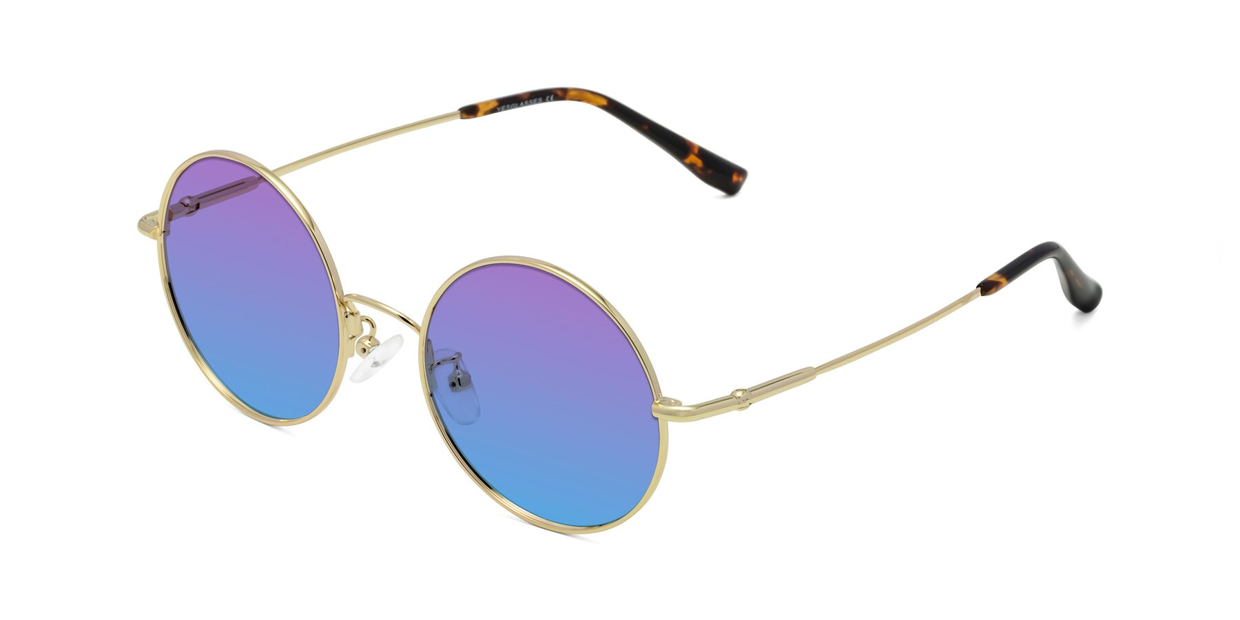 Angle of Belly in Gold with Purple / Blue Gradient Lenses