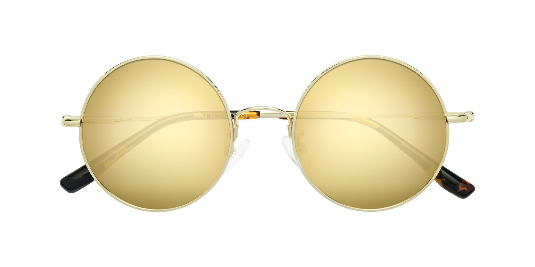 Folded Front of Belly in Gold with Gold Mirrored Lenses