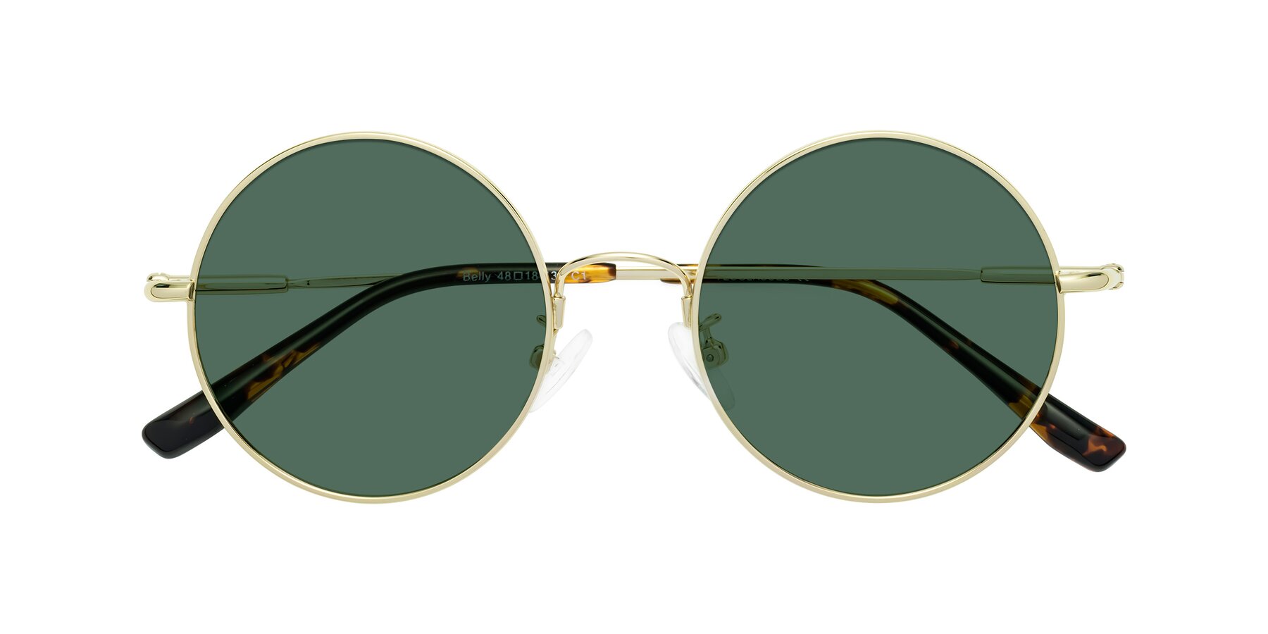 Folded Front of Belly in Gold with Green Polarized Lenses