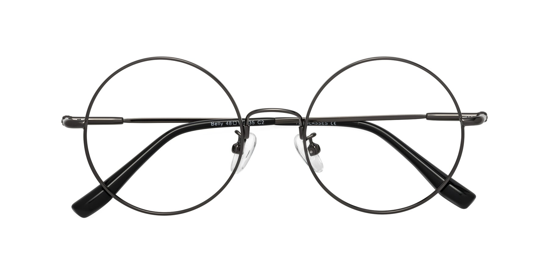 Folded Front of Belly in Gunmetal with Clear Eyeglass Lenses