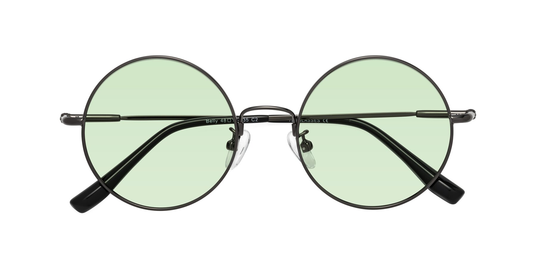 Folded Front of Belly in Gunmetal with Light Green Tinted Lenses