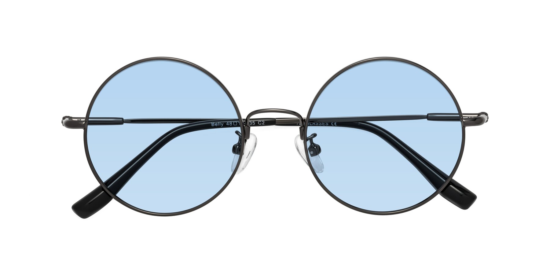 Folded Front of Belly in Gunmetal with Light Blue Tinted Lenses