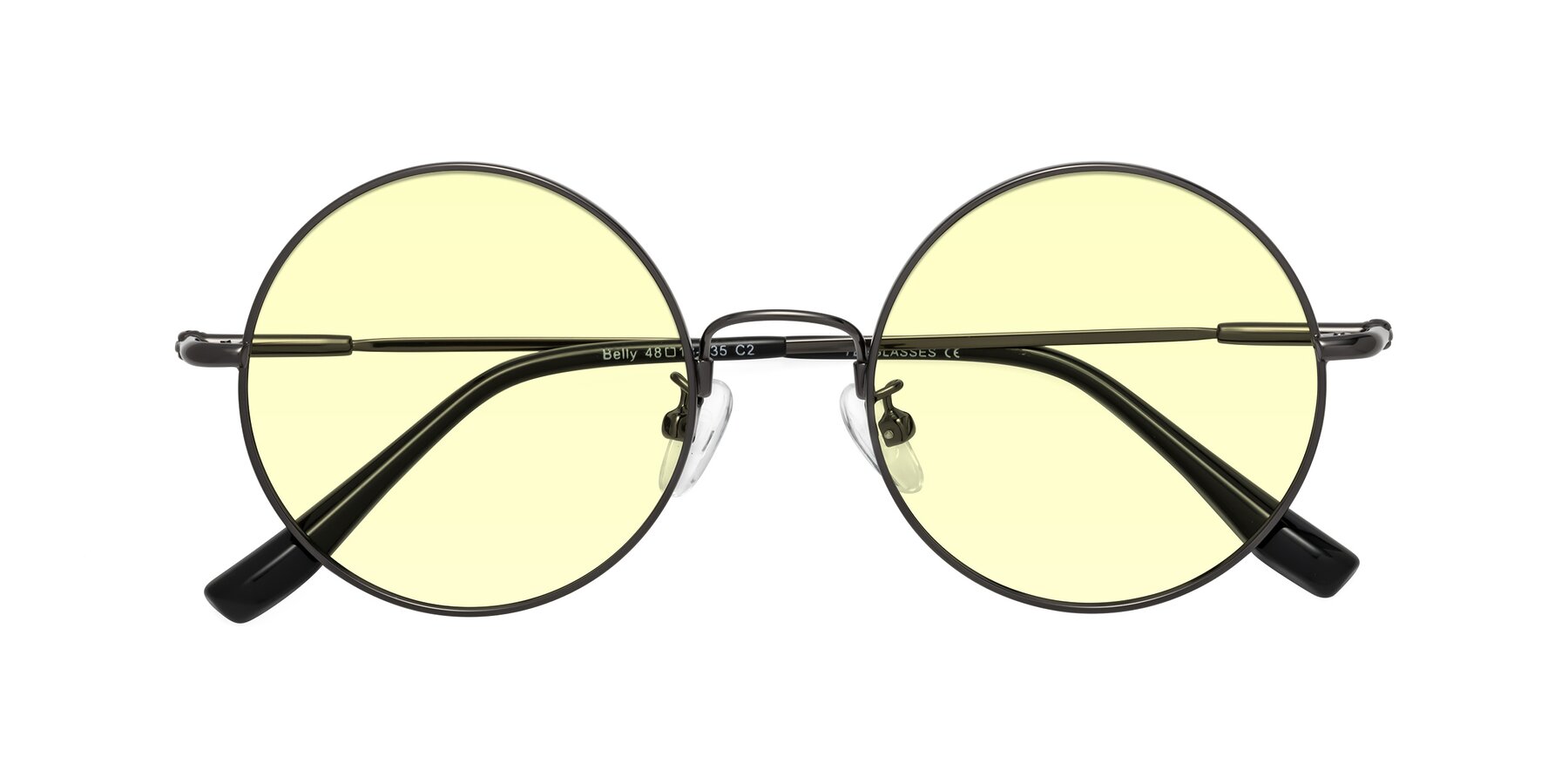 Folded Front of Belly in Gunmetal with Light Yellow Tinted Lenses