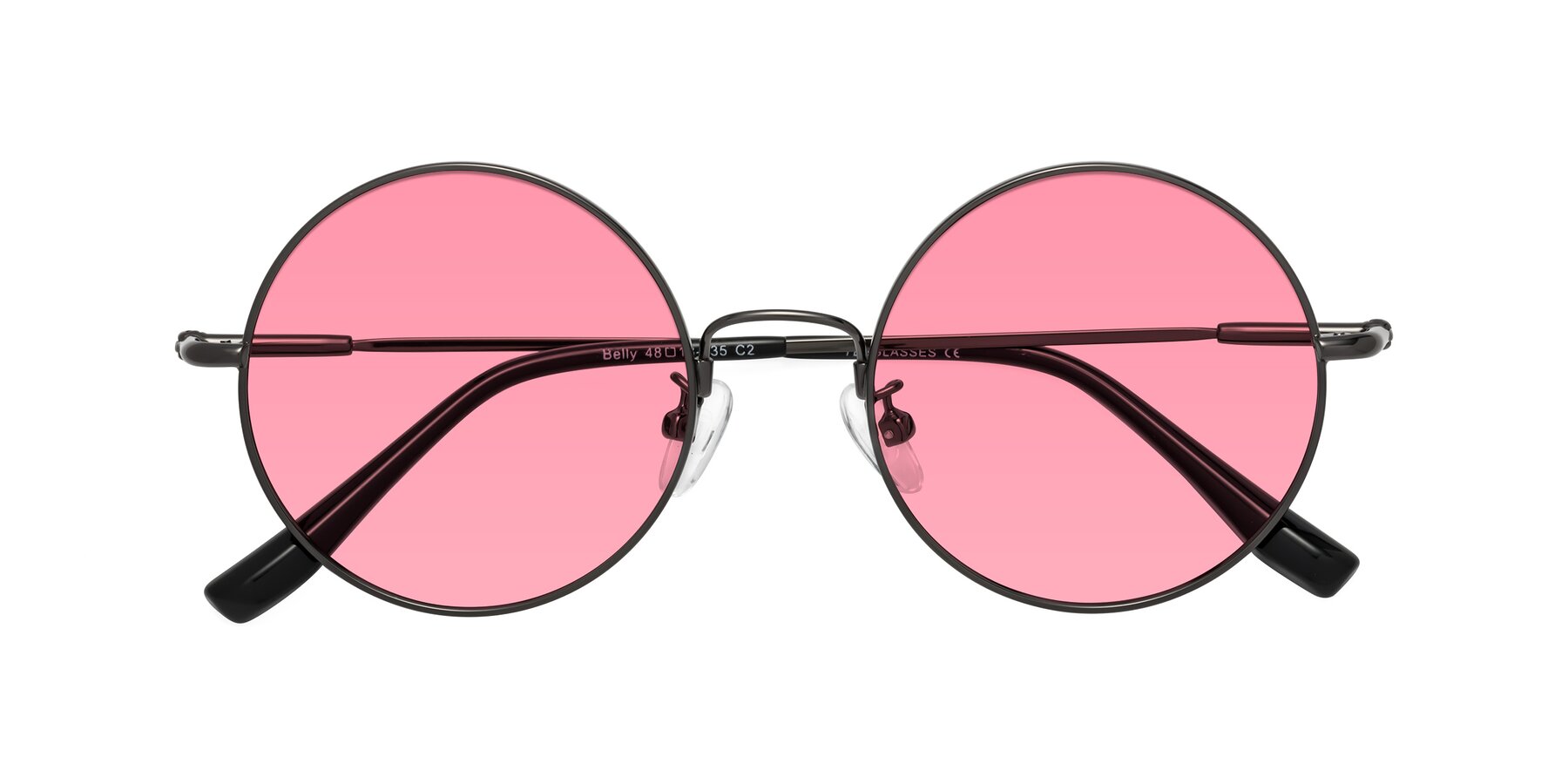 Folded Front of Belly in Gunmetal with Pink Tinted Lenses