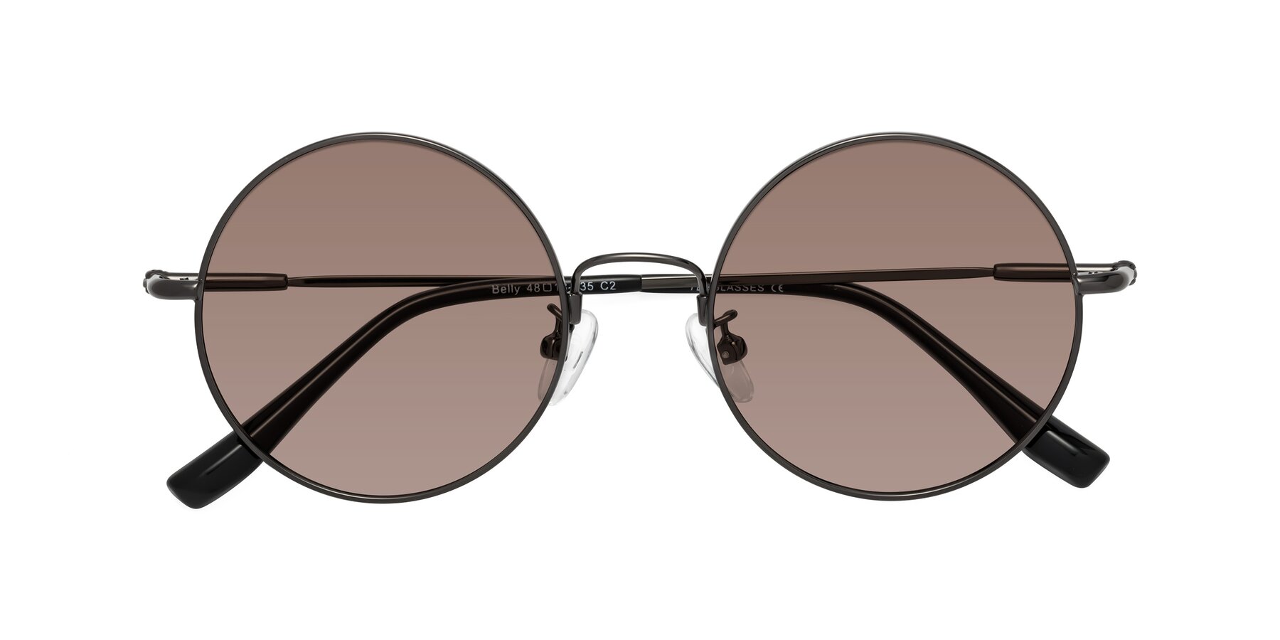 Folded Front of Belly in Gunmetal with Medium Brown Tinted Lenses