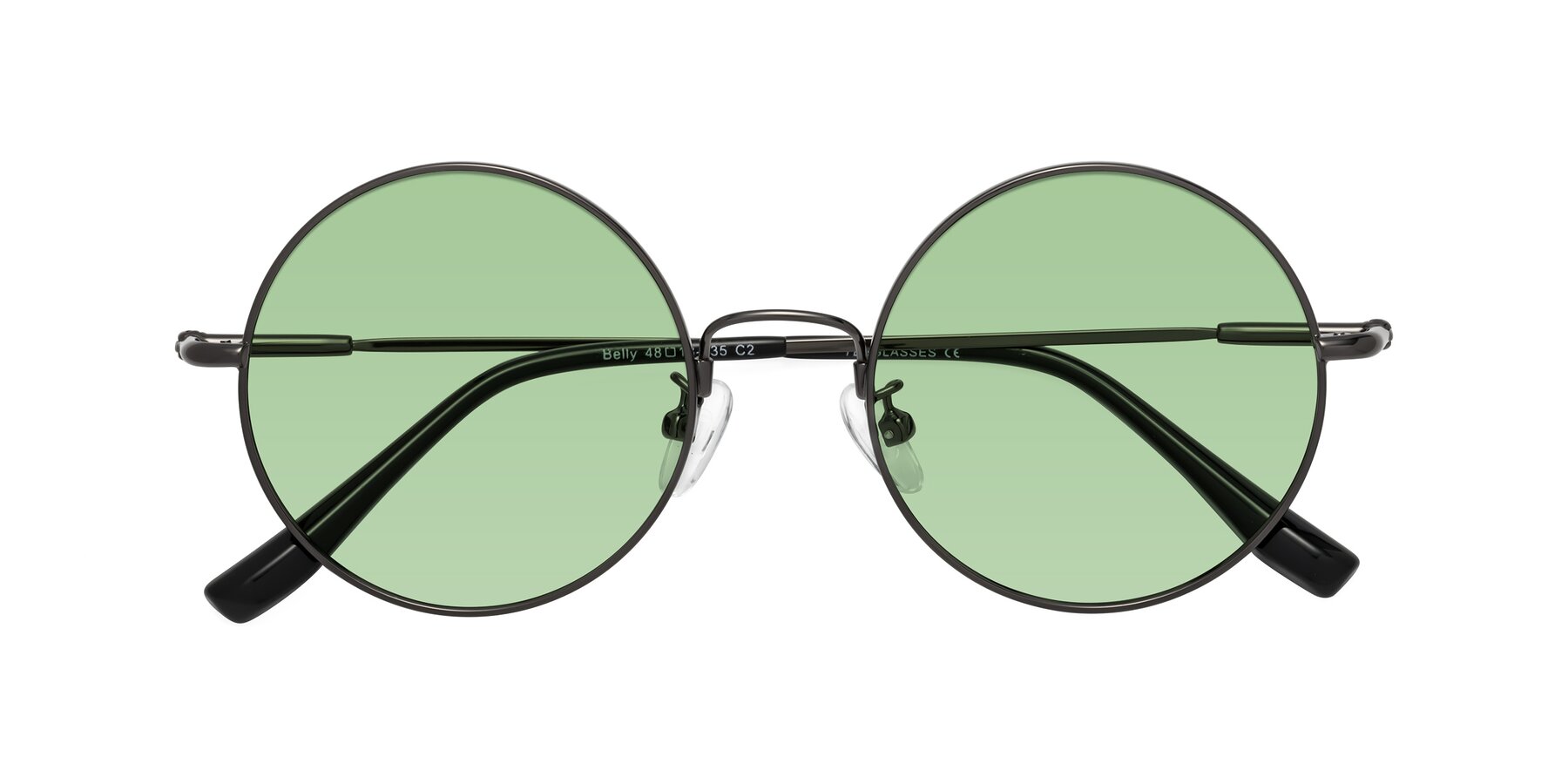 Folded Front of Belly in Gunmetal with Medium Green Tinted Lenses