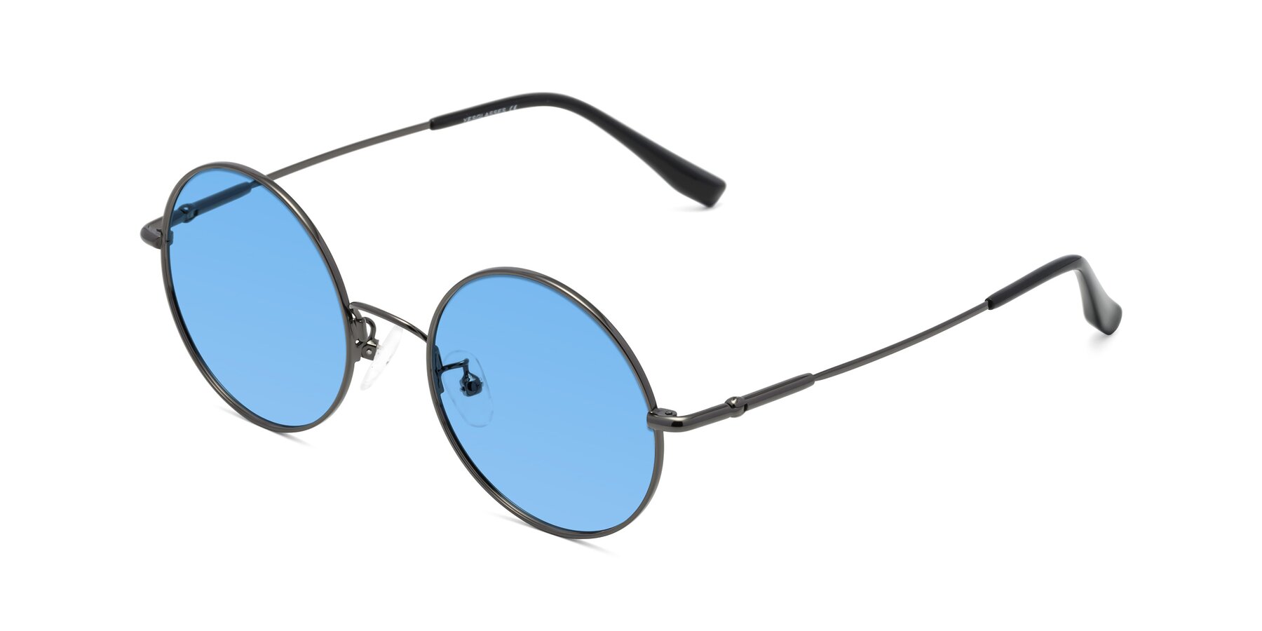 Angle of Belly in Gunmetal with Medium Blue Tinted Lenses