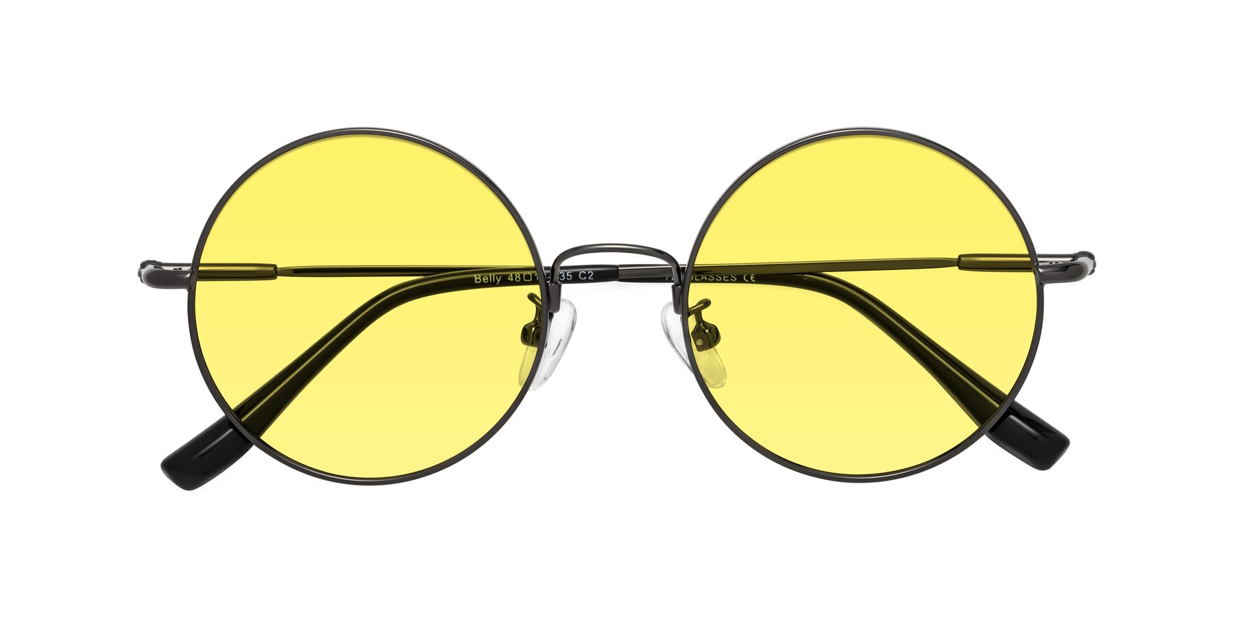 Folded Front of Belly in Gunmetal with Medium Yellow Tinted Lenses