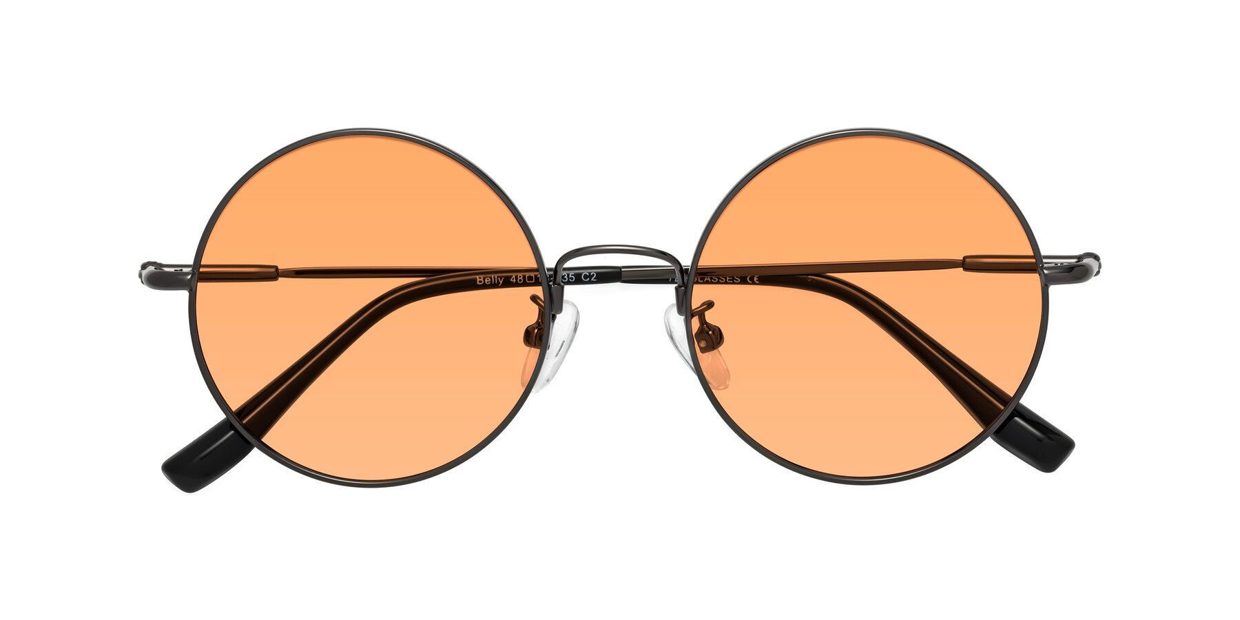 Folded Front of Belly in Gunmetal with Medium Orange Tinted Lenses