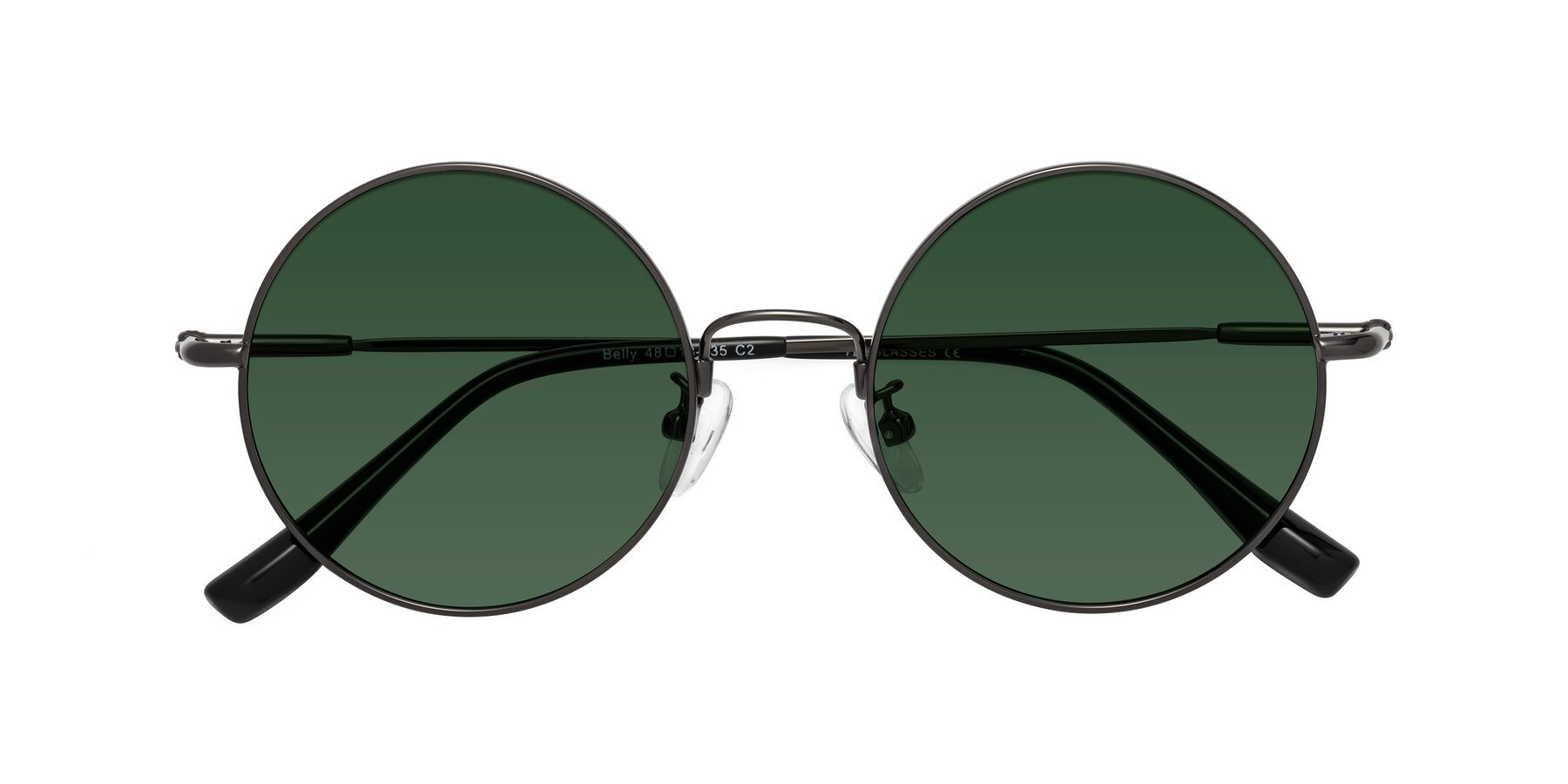 Folded Front of Belly in Gunmetal with Green Tinted Lenses