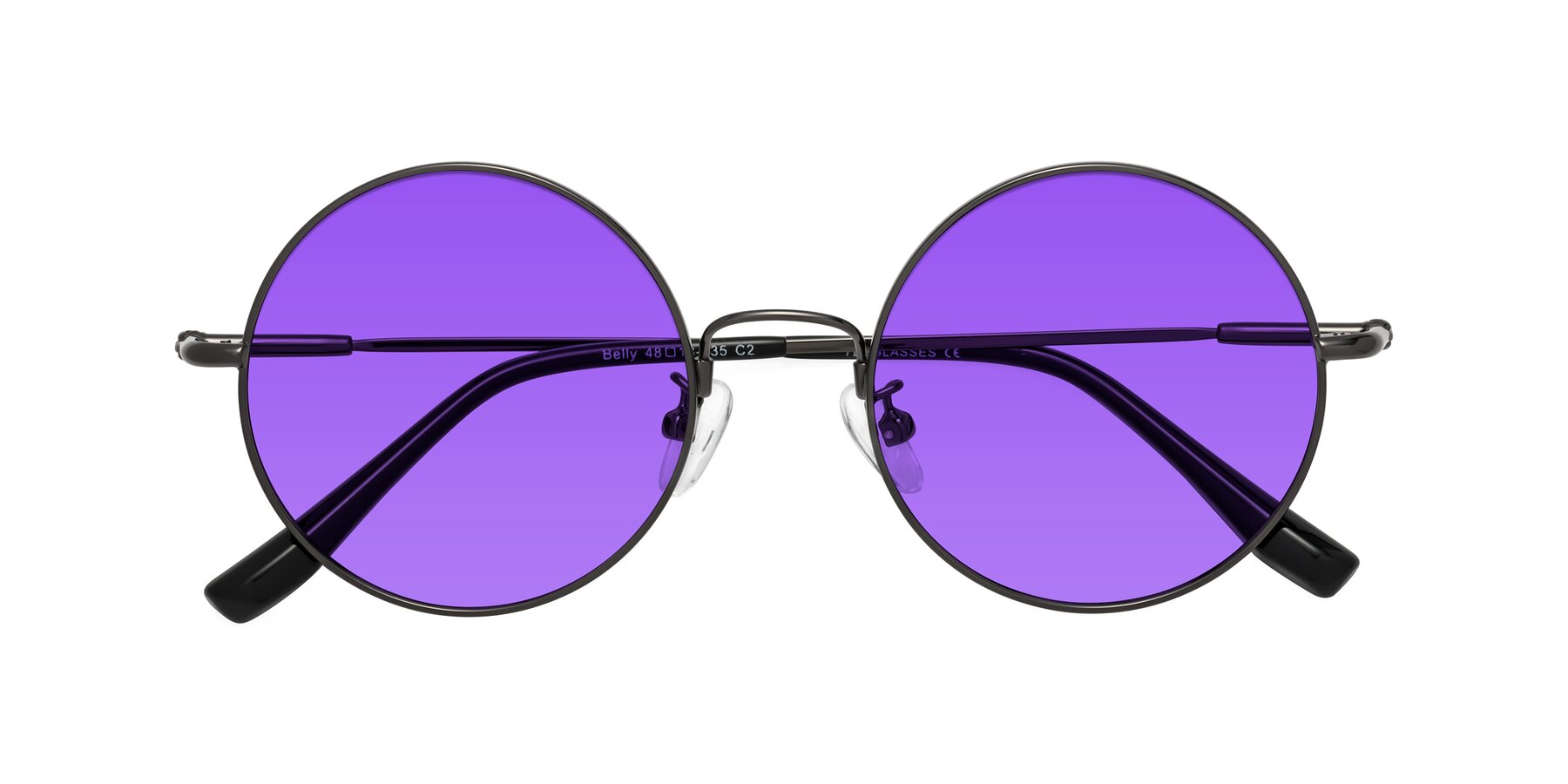 Folded Front of Belly in Gunmetal with Purple Tinted Lenses