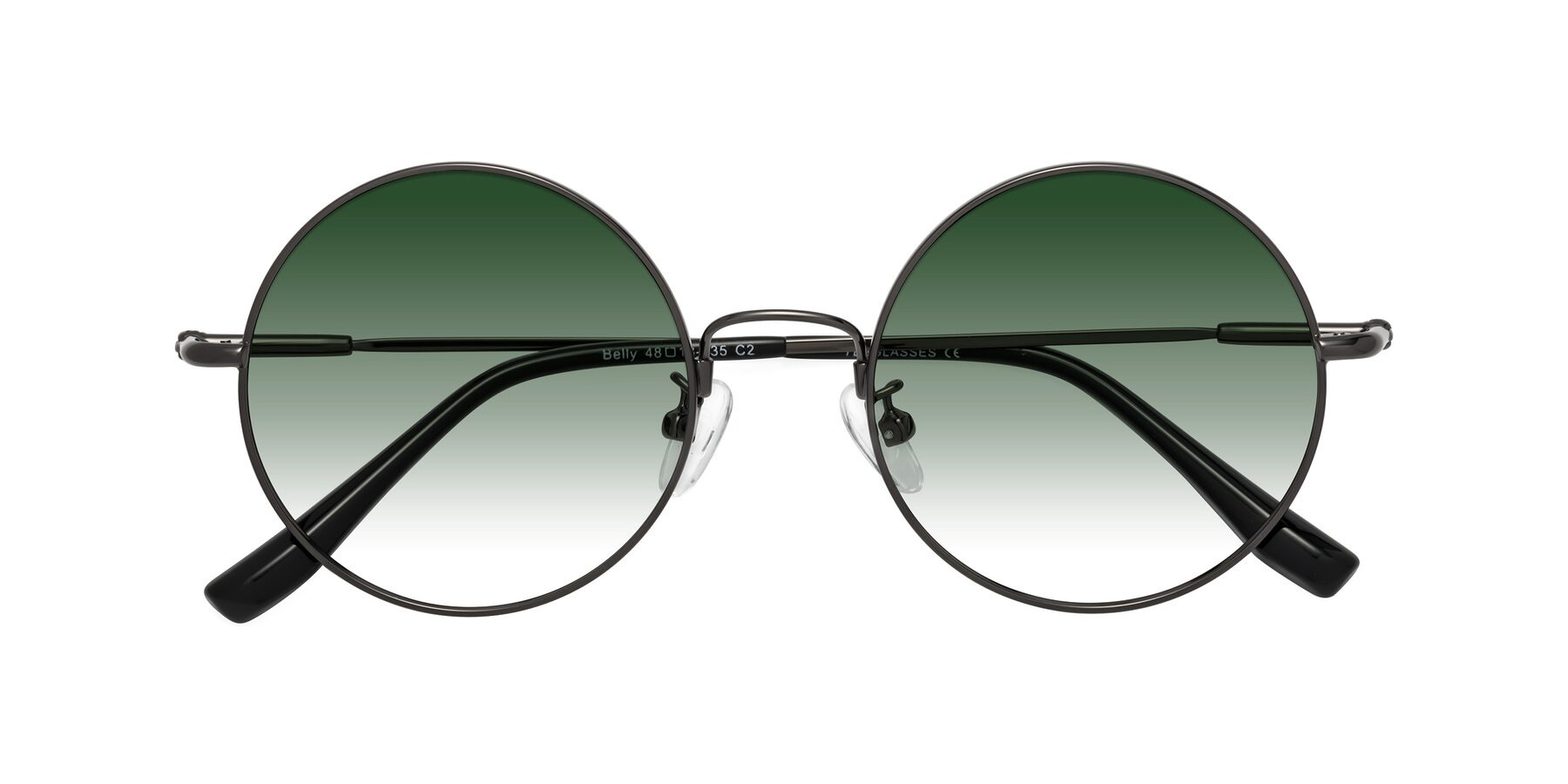 Folded Front of Belly in Gunmetal with Green Gradient Lenses