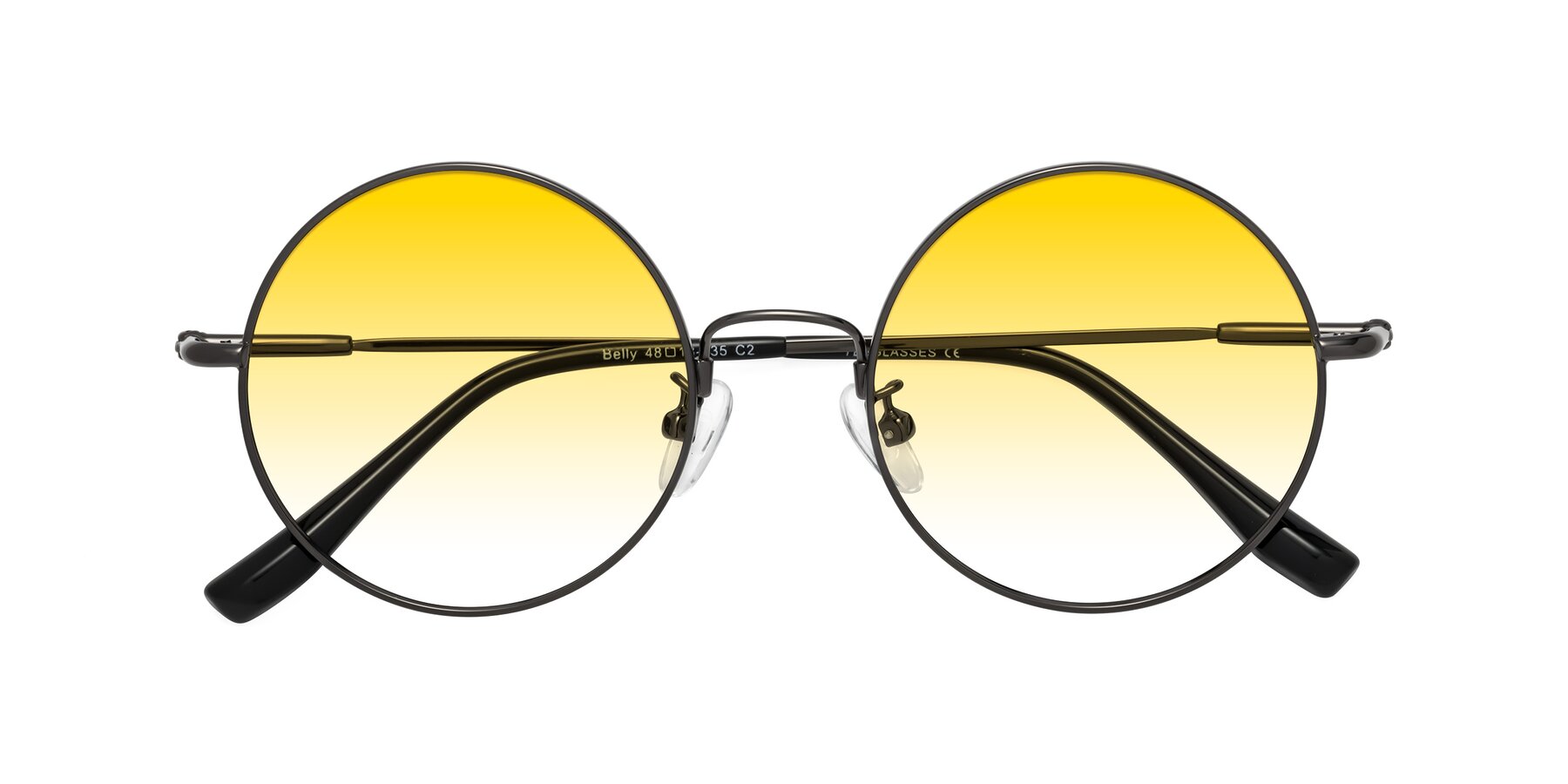 Folded Front of Belly in Gunmetal with Yellow Gradient Lenses