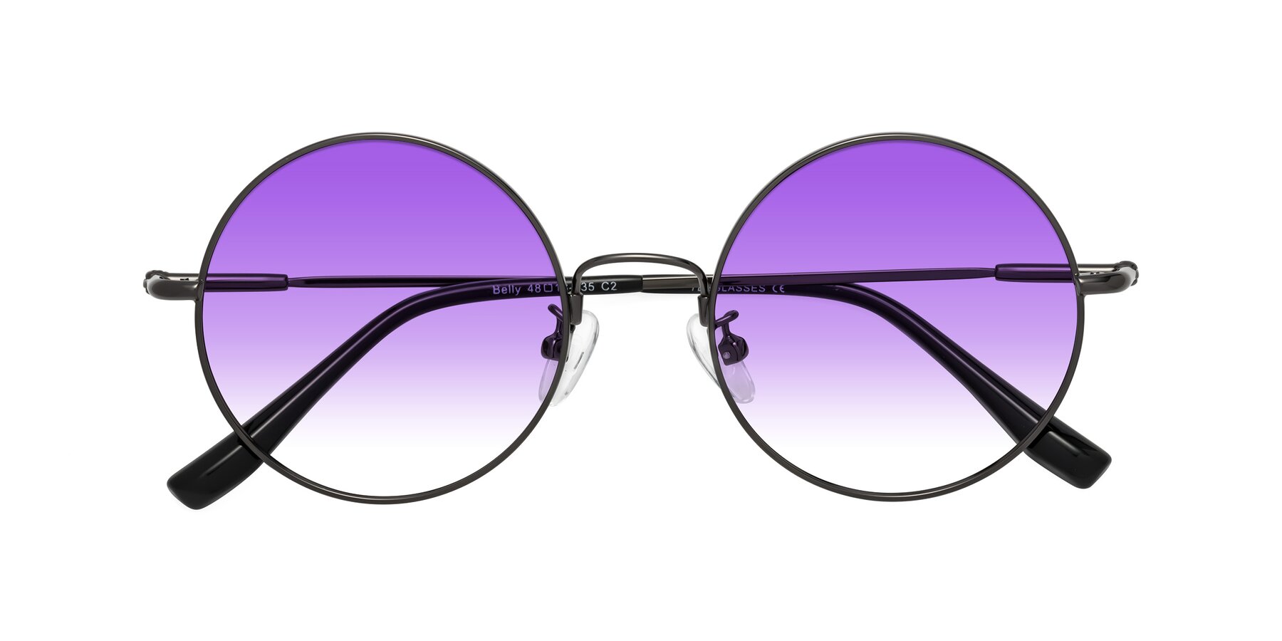 Folded Front of Belly in Gunmetal with Purple Gradient Lenses