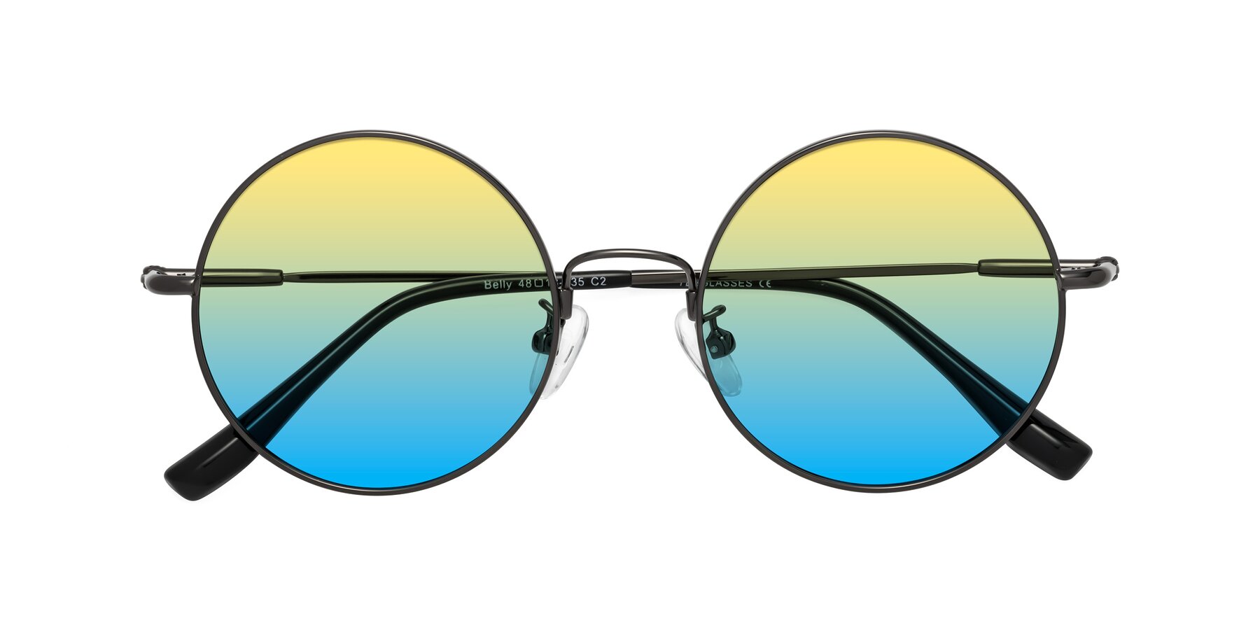 Folded Front of Belly in Gunmetal with Yellow / Blue Gradient Lenses