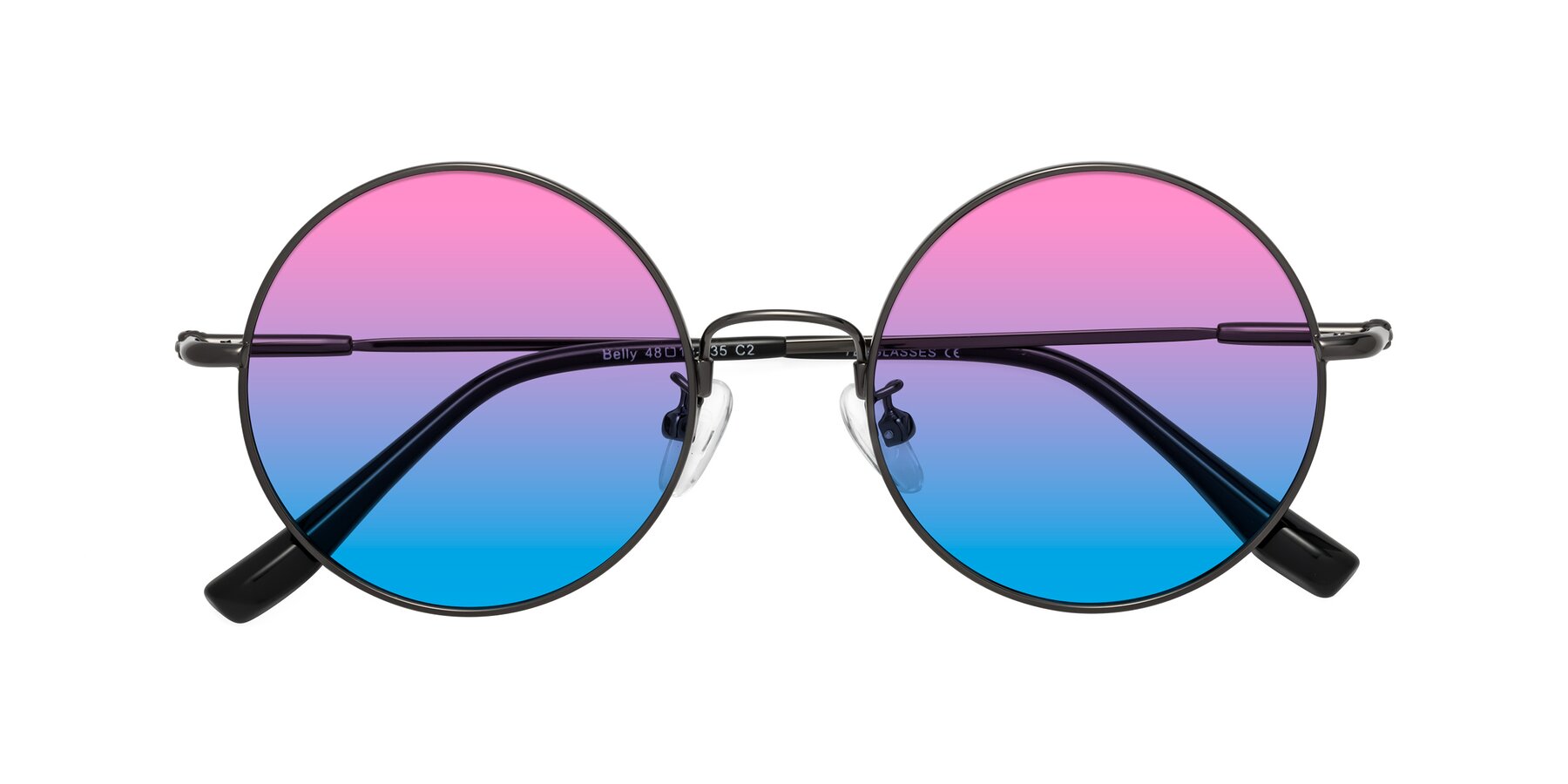 Folded Front of Belly in Gunmetal with Pink / Blue Gradient Lenses