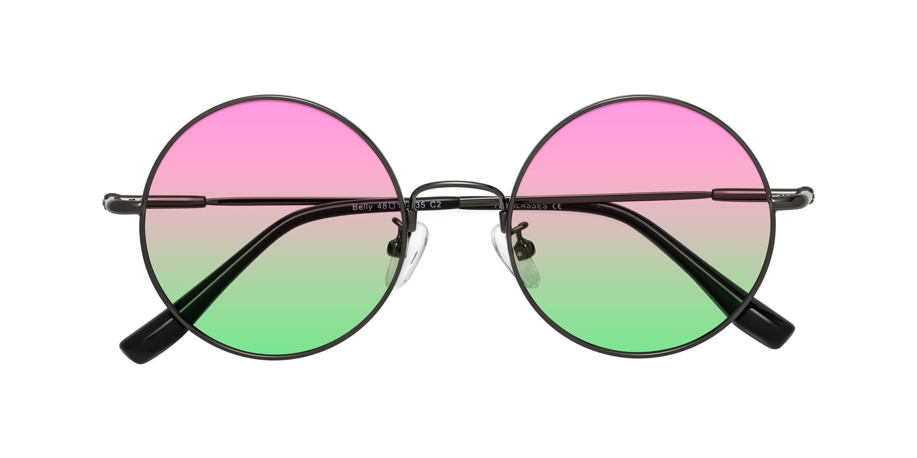 Folded Front of Belly in Gunmetal with Pink / Green Gradient Lenses