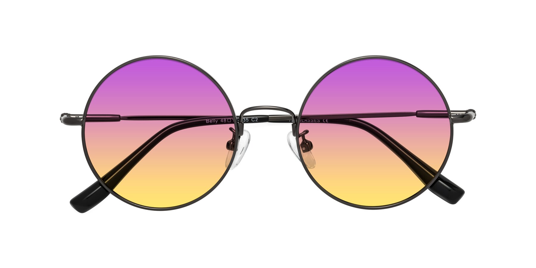 Folded Front of Belly in Gunmetal with Purple / Yellow Gradient Lenses