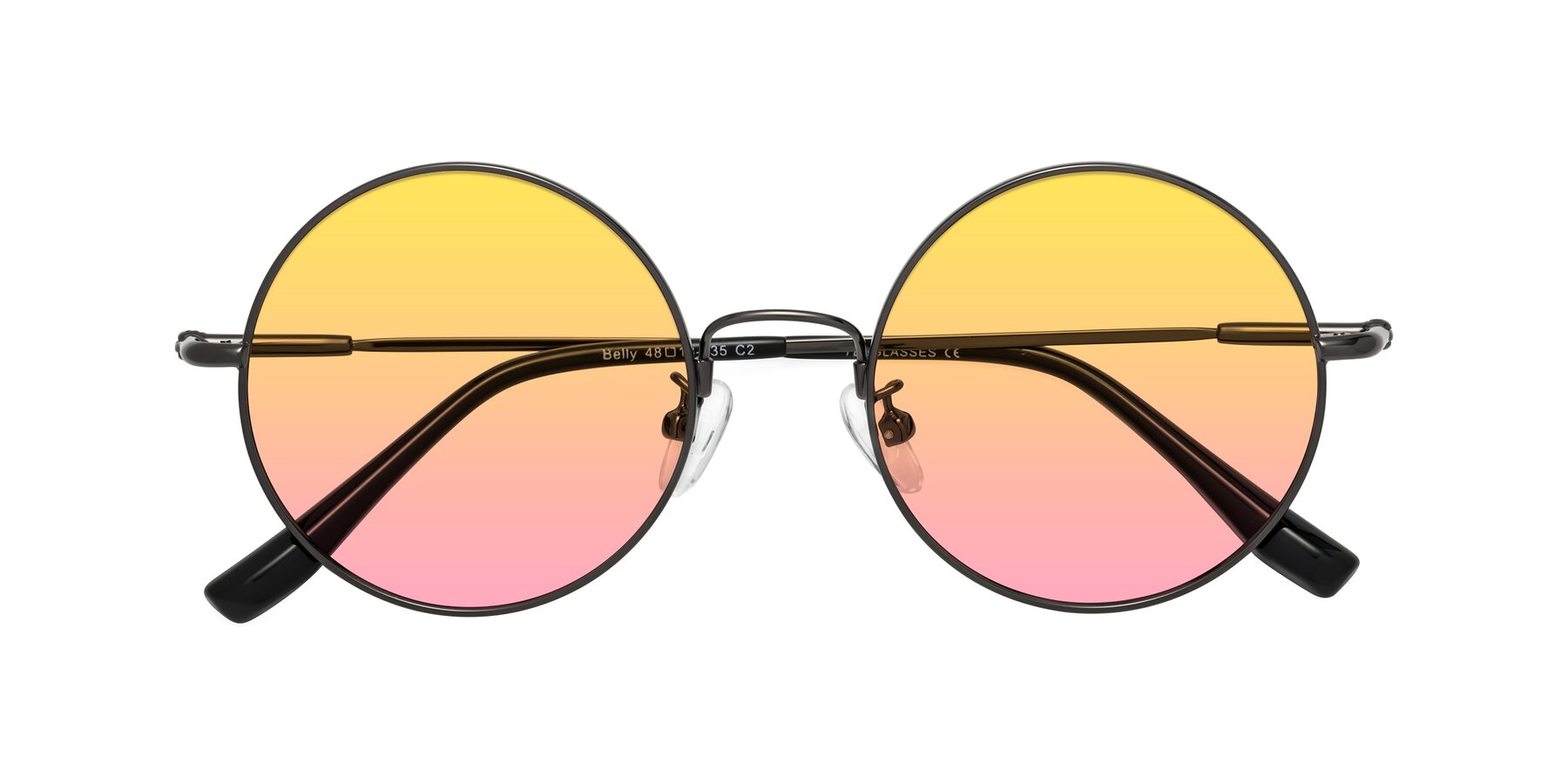 Folded Front of Belly in Gunmetal with Yellow / Pink Gradient Lenses