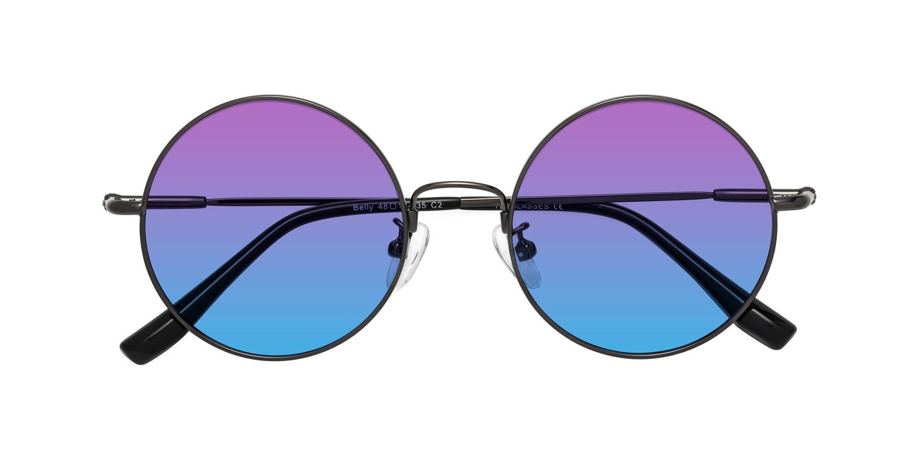 Folded Front of Belly in Gunmetal with Purple / Blue Gradient Lenses