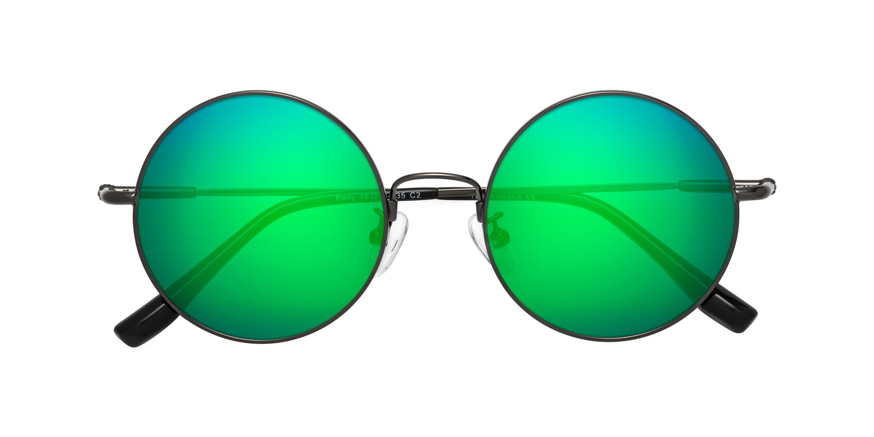 Folded Front of Belly in Gunmetal with Green Mirrored Lenses