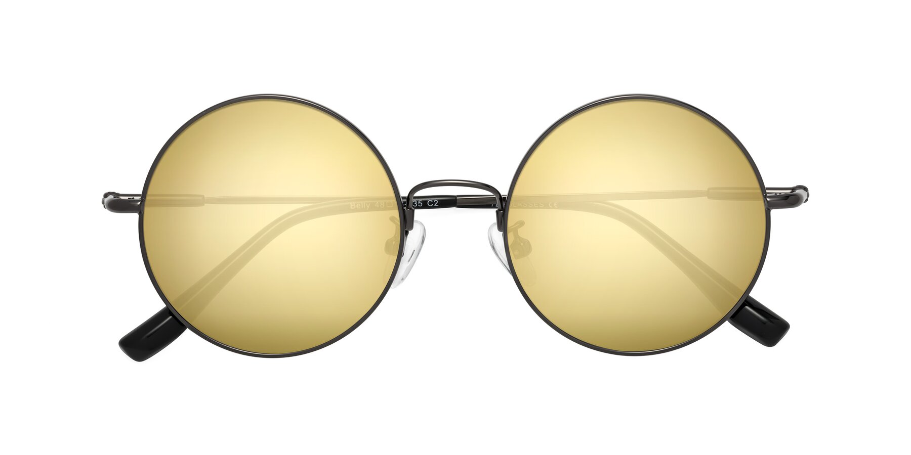 Folded Front of Belly in Gunmetal with Gold Mirrored Lenses