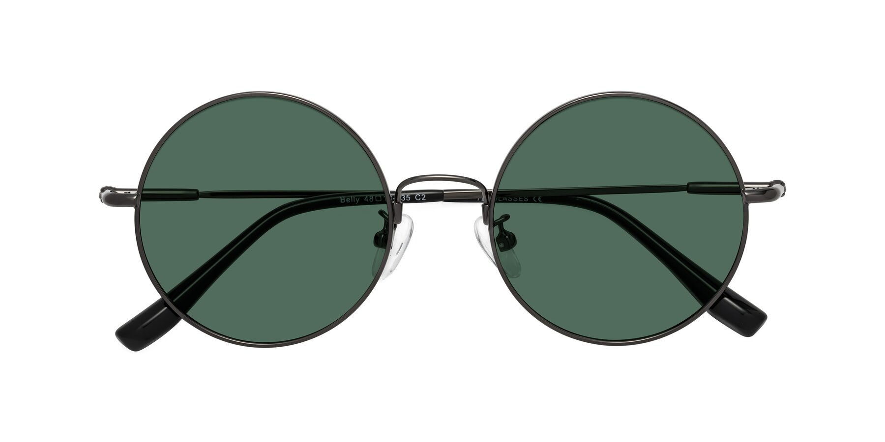 Folded Front of Belly in Gunmetal with Green Polarized Lenses