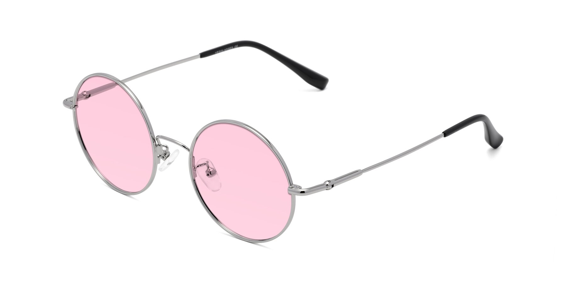 Angle of Belly in Silver with Light Pink Tinted Lenses