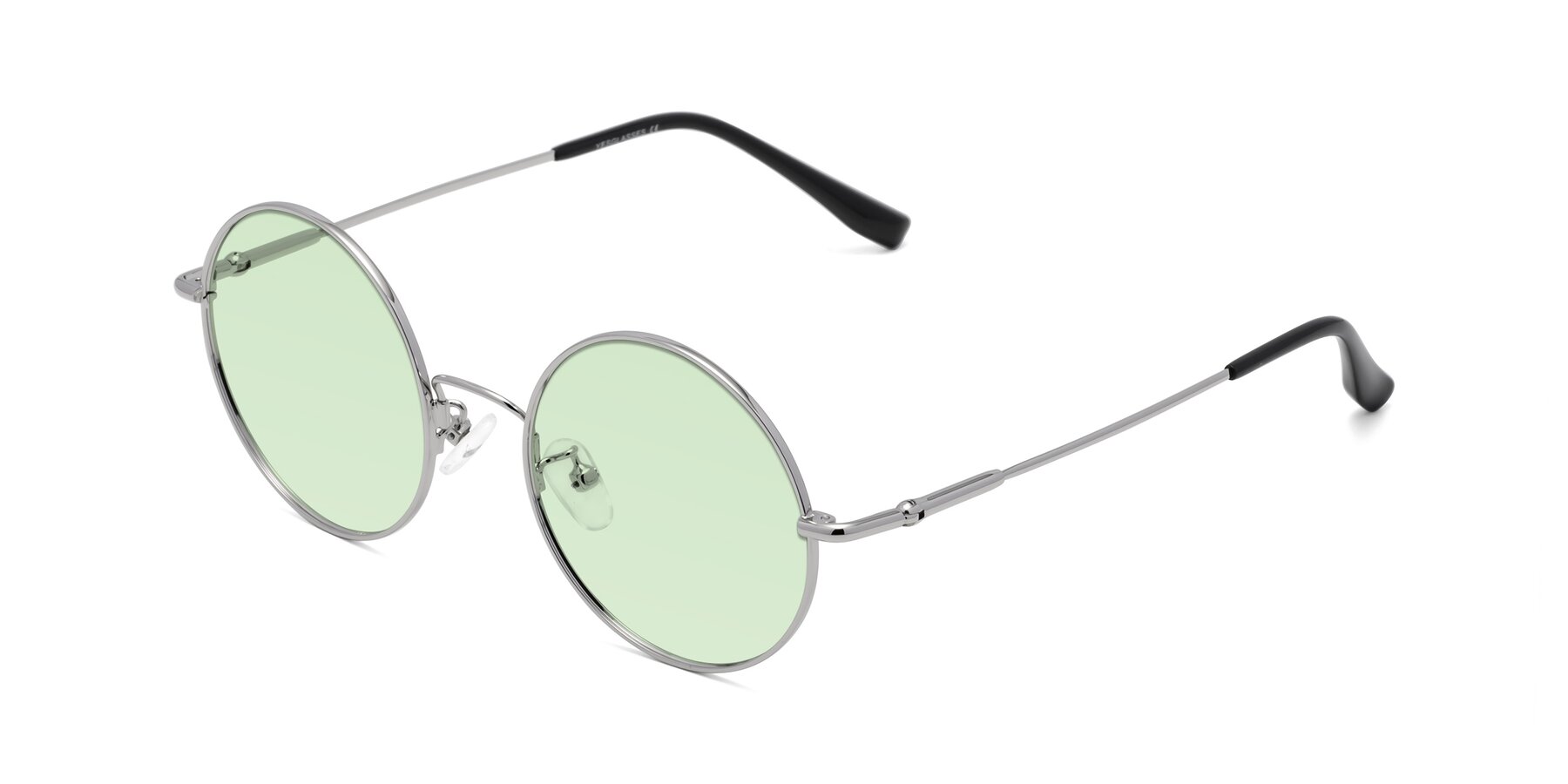 Angle of Belly in Silver with Light Green Tinted Lenses