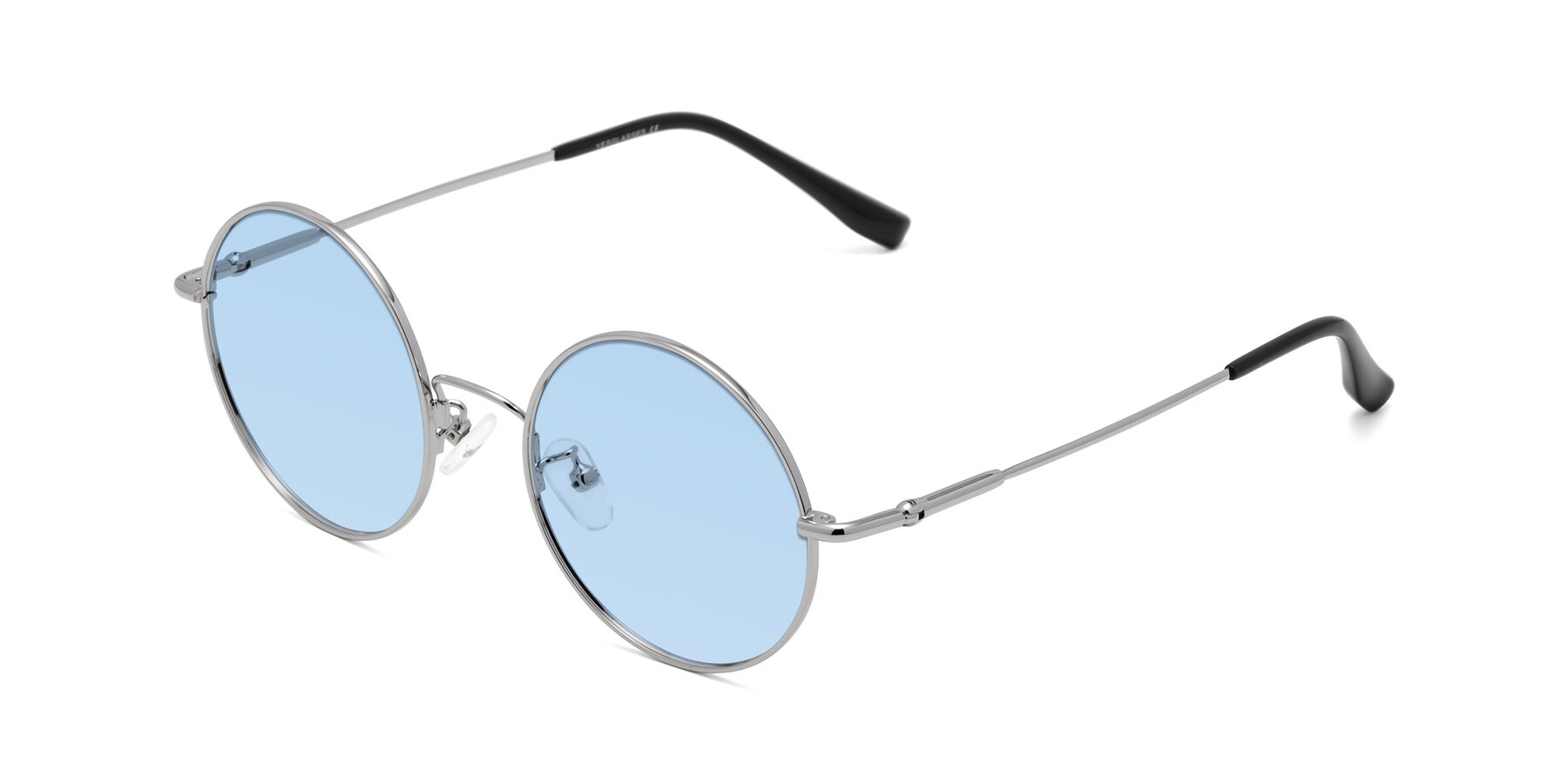 Angle of Belly in Silver with Light Blue Tinted Lenses