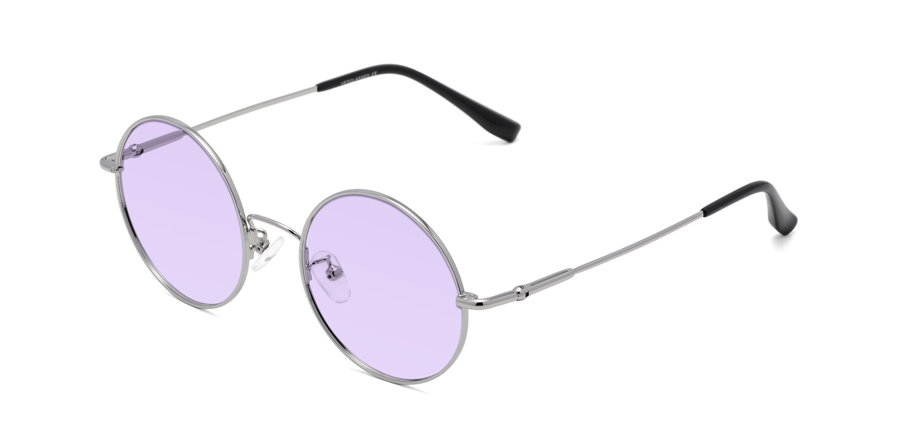 Angle of Belly in Silver with Light Purple Tinted Lenses