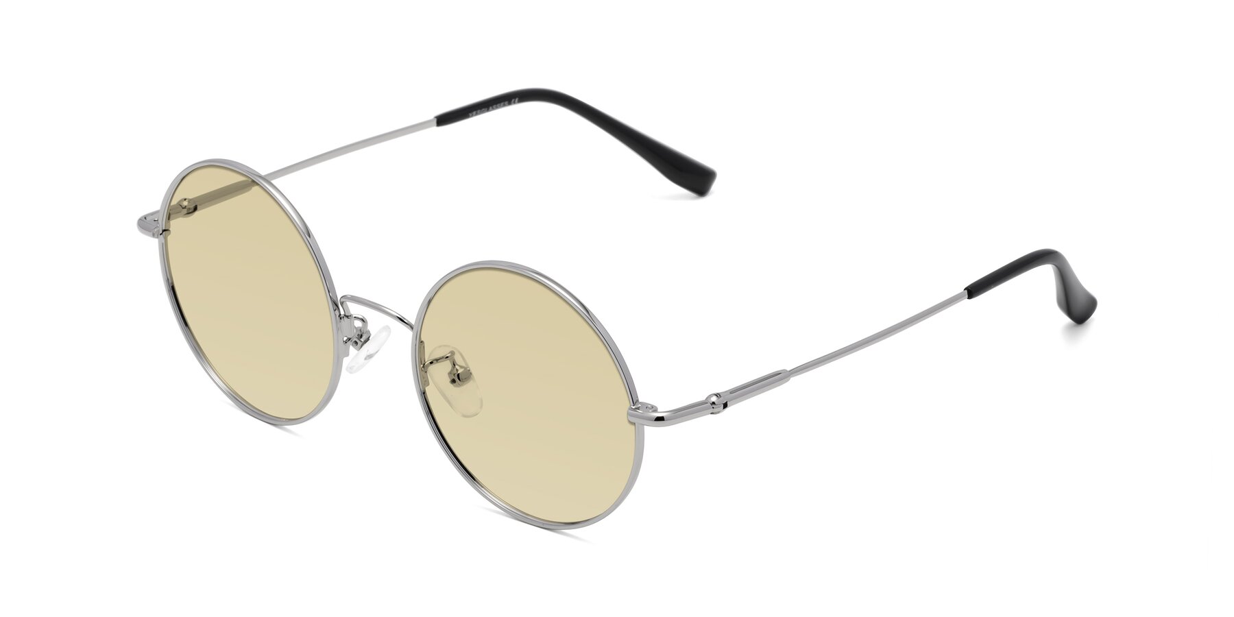 Angle of Belly in Silver with Light Champagne Tinted Lenses