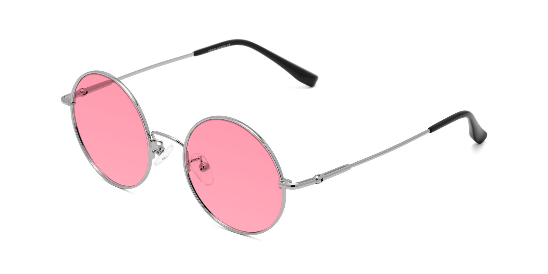 Angle of Belly in Silver with Pink Tinted Lenses