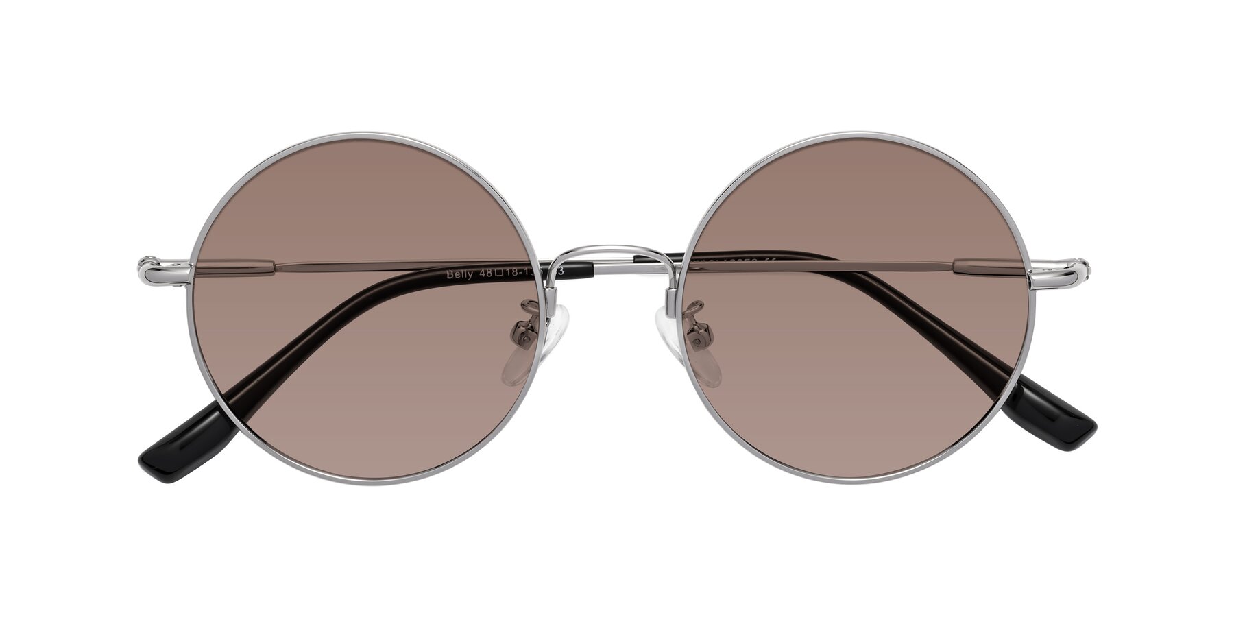 Folded Front of Belly in Silver with Medium Brown Tinted Lenses