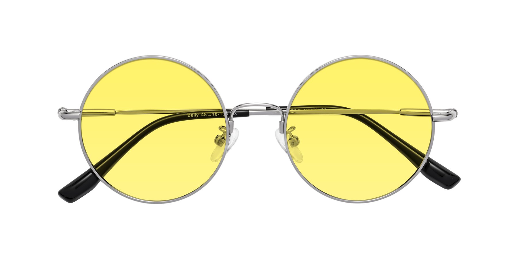 Folded Front of Belly in Silver with Medium Yellow Tinted Lenses
