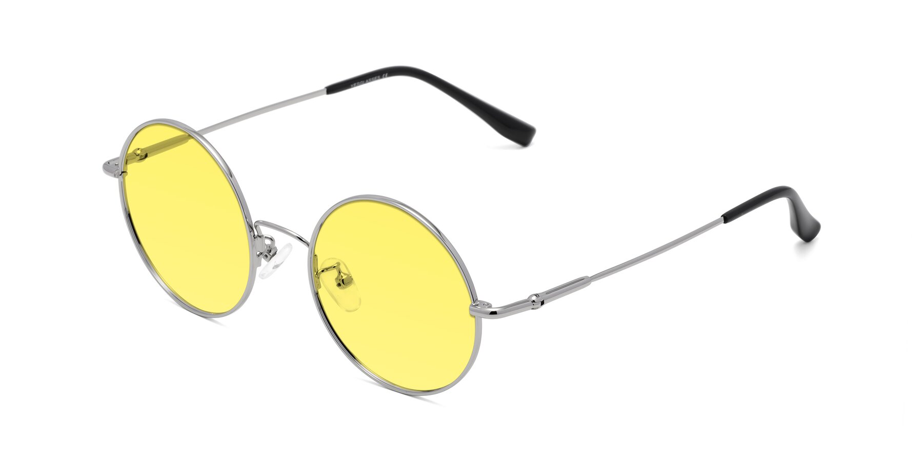 Angle of Belly in Silver with Medium Yellow Tinted Lenses