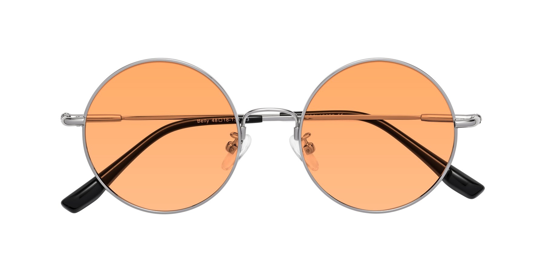 Folded Front of Belly in Silver with Medium Orange Tinted Lenses