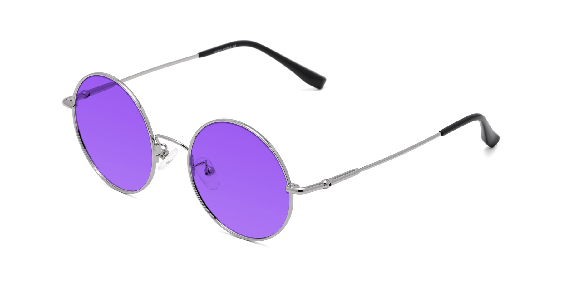 Angle of Belly in Silver with Purple Tinted Lenses