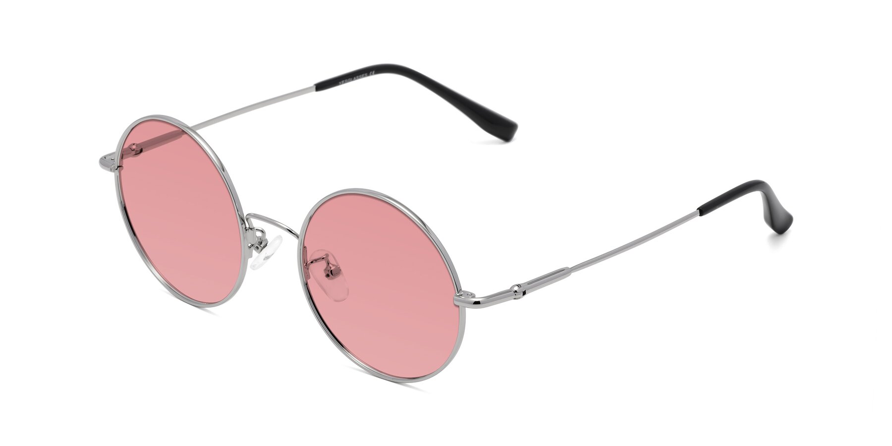 Angle of Belly in Silver with Medium Garnet Tinted Lenses